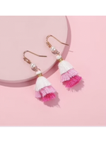 Kate Tuesday Triple Pink Tassel Earrings