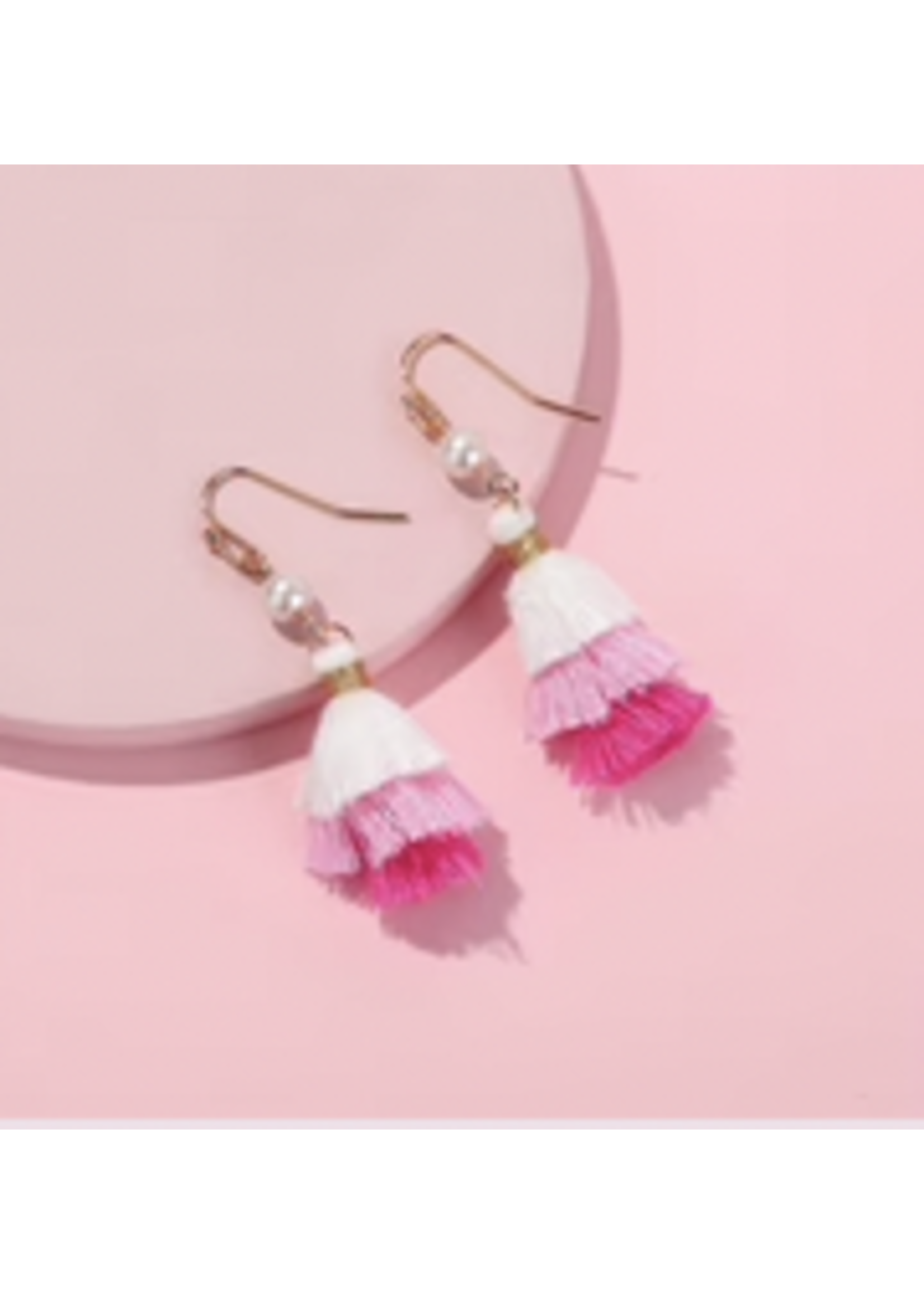 Kate Tuesday Triple Pink Tassel Earrings