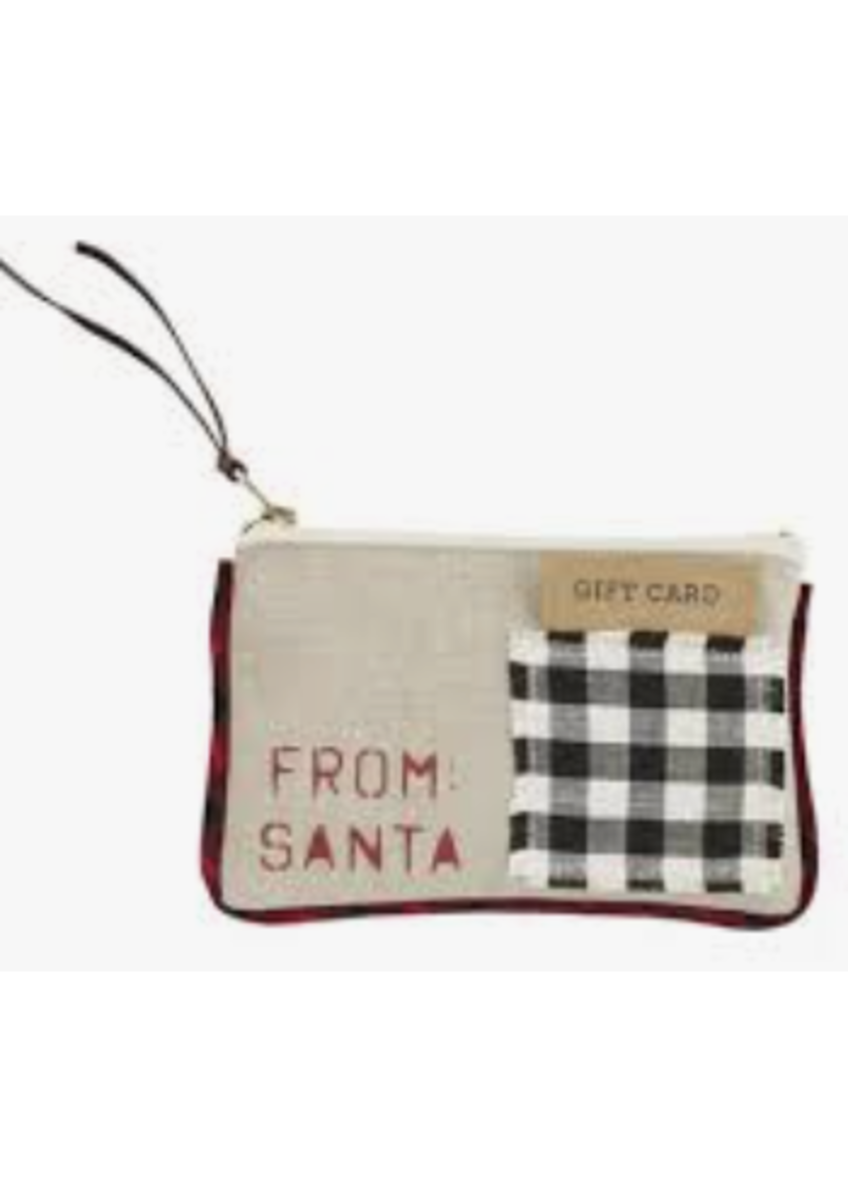 Mud Pie Santa Checkered gift pouch