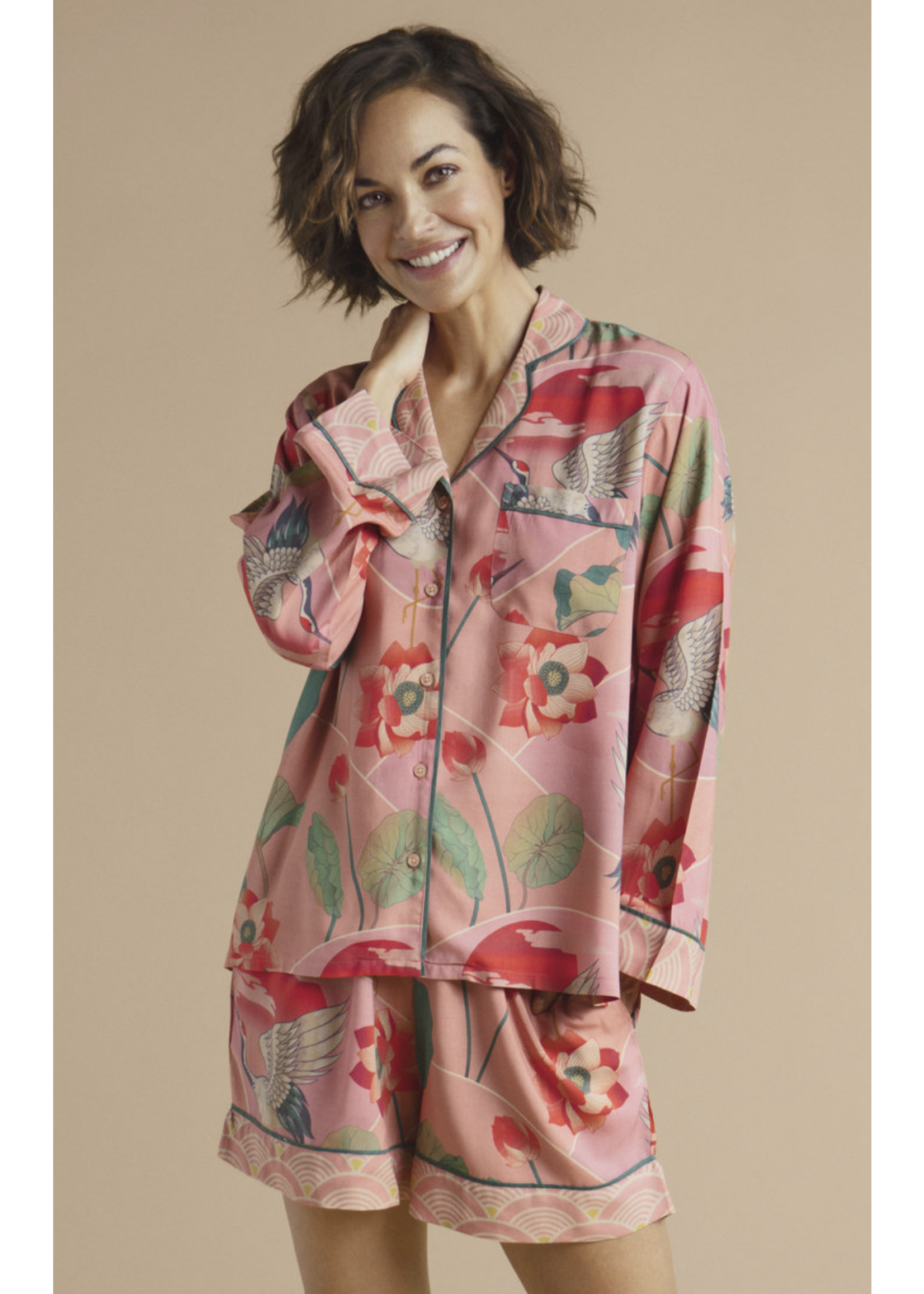 Powder UK Crane at Sunrise Pajamas - Petal