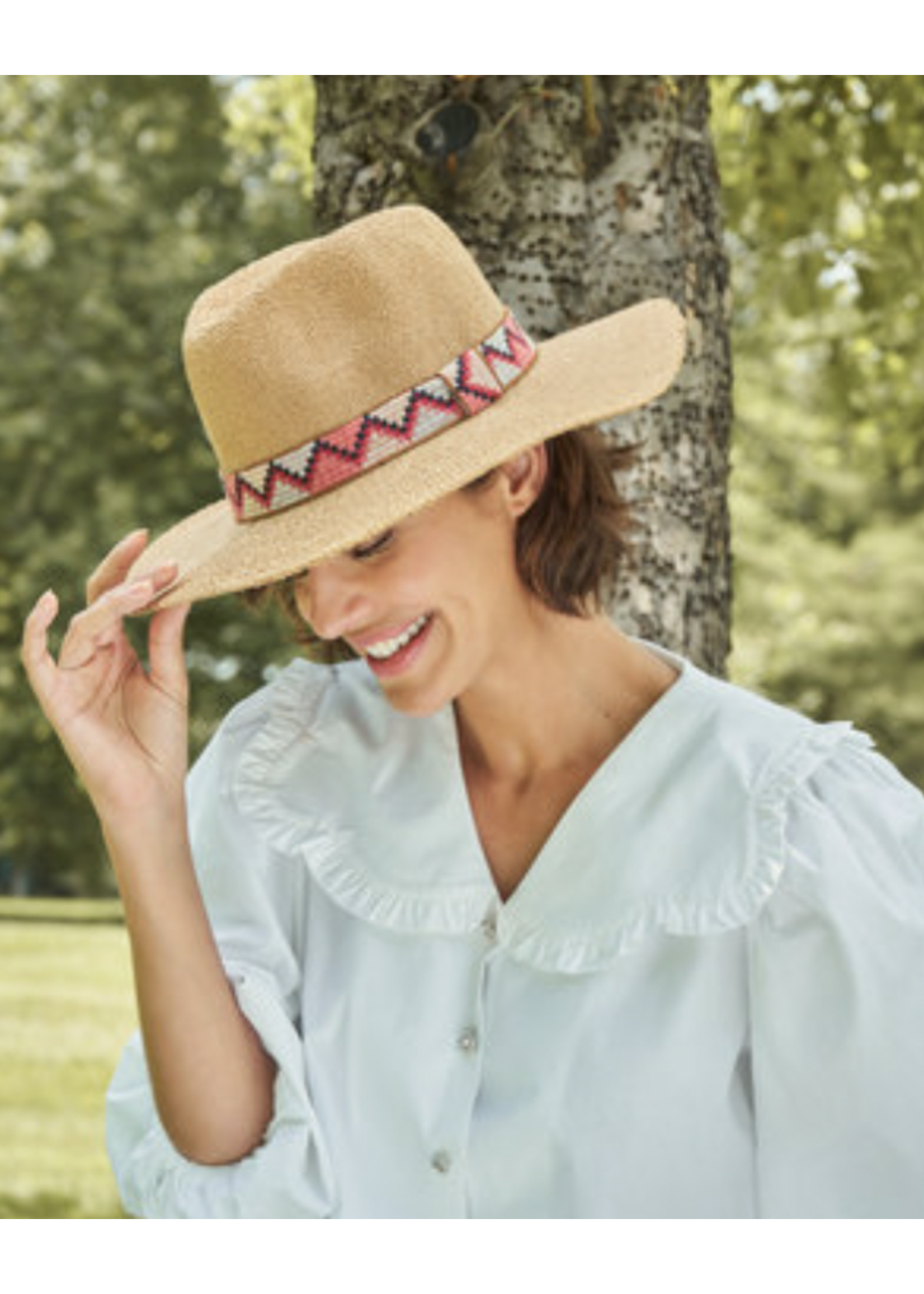 Powder UK Powder Sun Hat - Natasha w/ Coral zigzag band