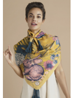 Powder UK Powder Tasseled Silk Summer Woodland In Mustard Scarf