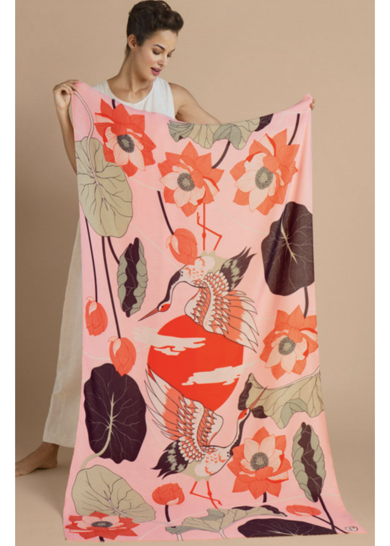 Powder UK Powder Print Crane At Summer Sunrise In Petal Scarf