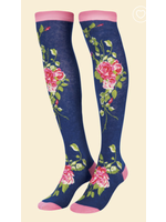 Powder UK Powder Floral Vines Long Socks - Navy