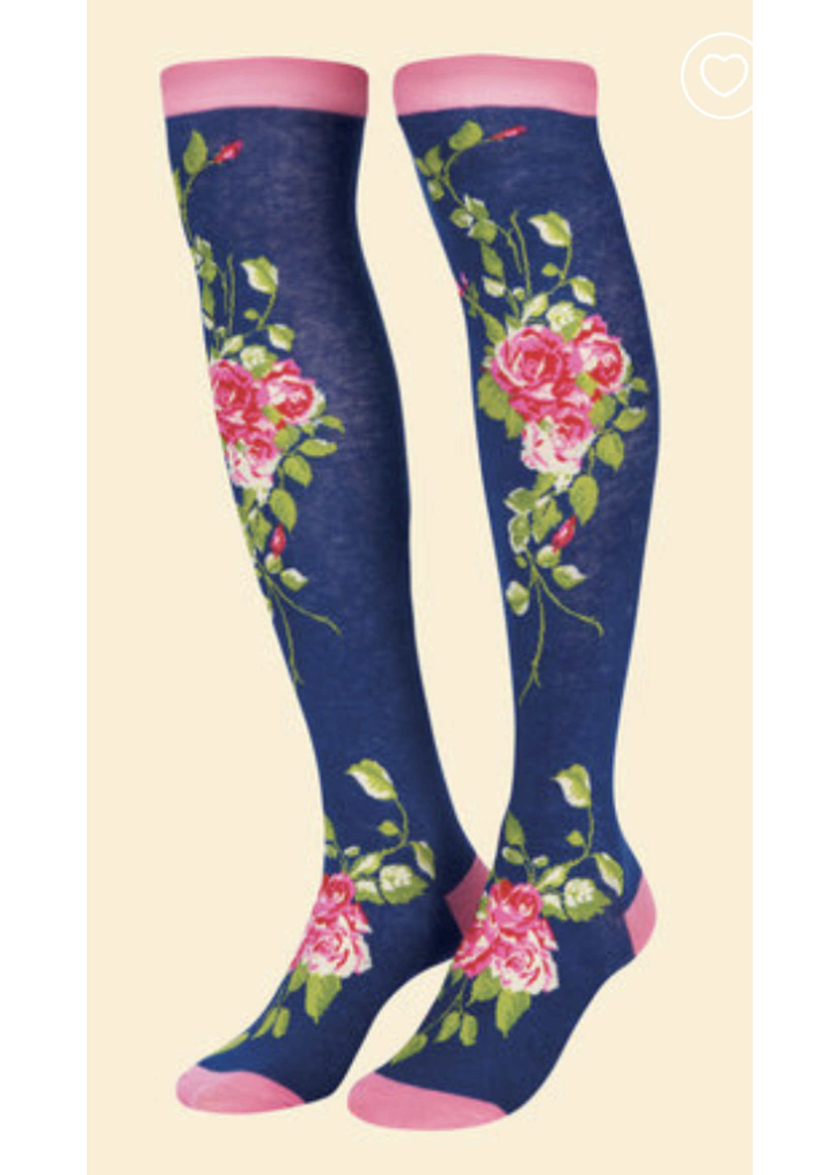 Powder UK Powder Floral Vines Long Socks - Navy