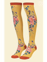 Powder UK Powder Floral Vines Long Socks - Mustard