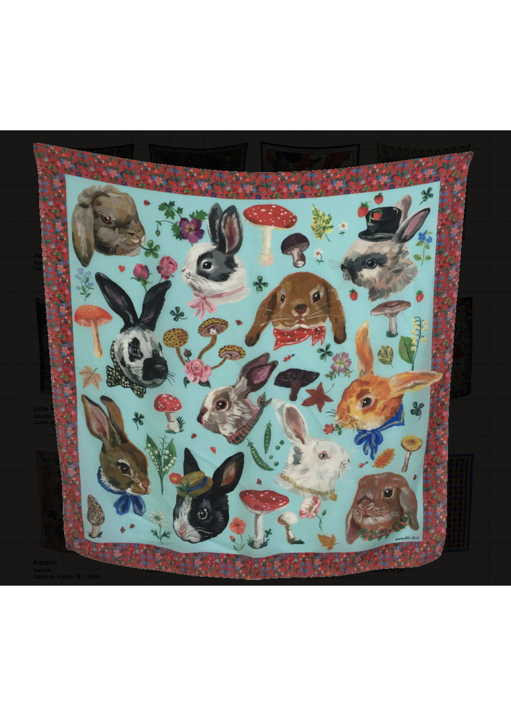 Nathalie Lete Nathalie Leté Silk Scarf: Blue Bunny Heads 98 cm