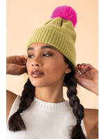 Powder UK Powder  Ingrid Bobble Hat - Lime/Fuchia