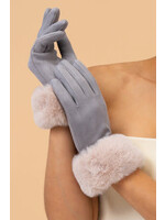 Powder Bettina Sueded & Fur Gloves -  Mist/Vanilla