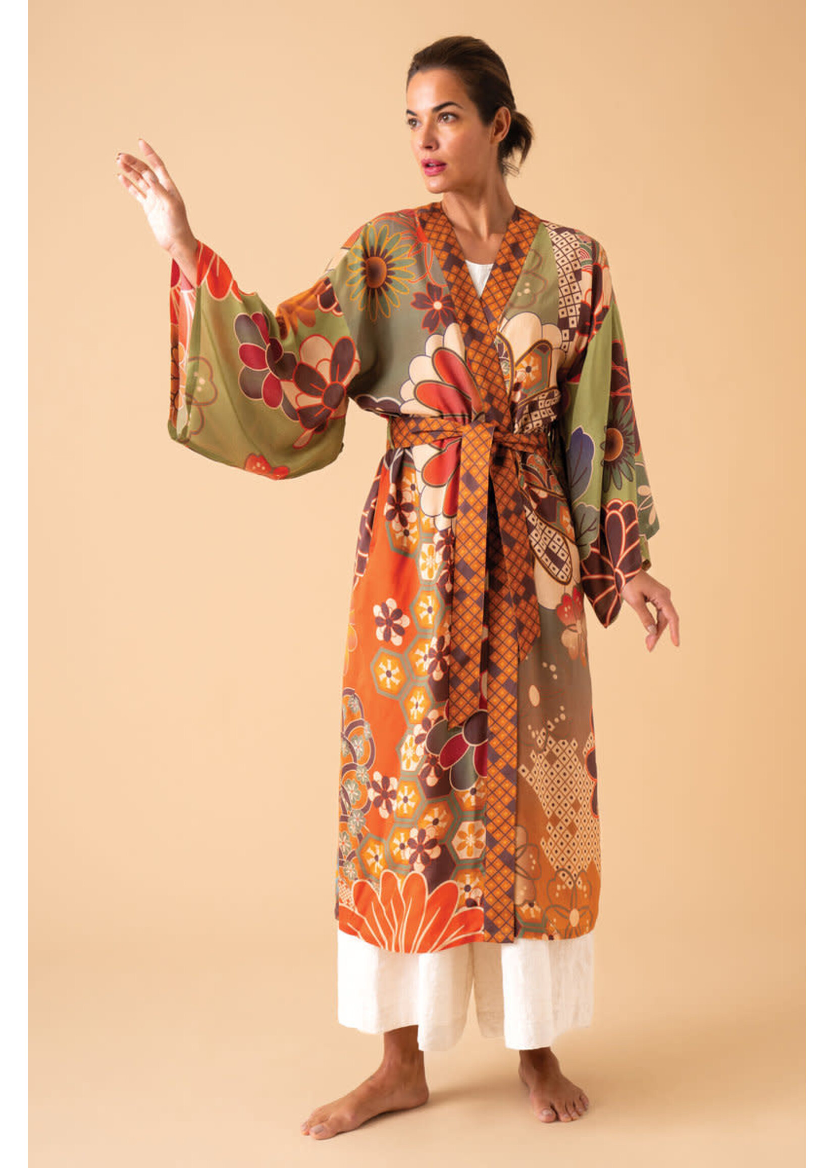 Powder UK Powder Kimono 70's Kaleidoscope Floral - Sage