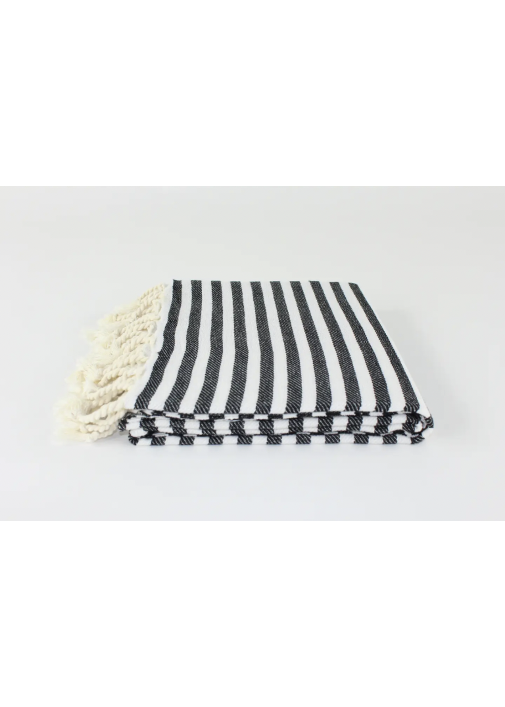 Turkish Linens & Towels Turkish Towel Striped Peshtemal Black