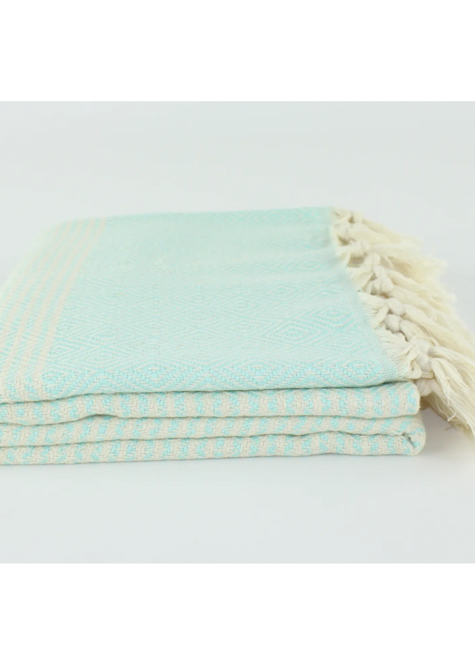 Turkish Linens & Towels Turkish Cotton Towel - Striped Diamond Mint