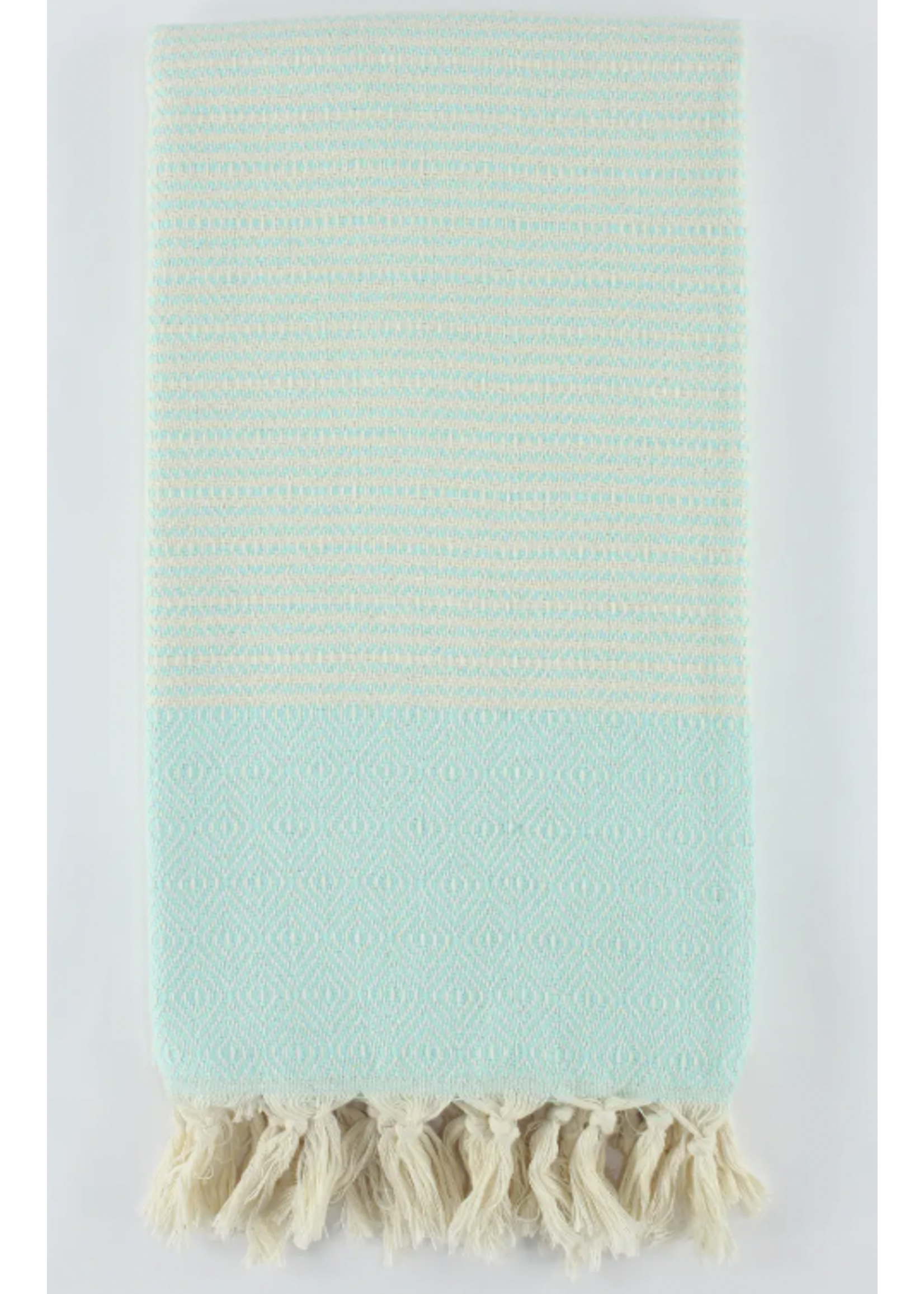 Turkish Linens & Towels Turkish Cotton Towel - Striped Diamond Mint