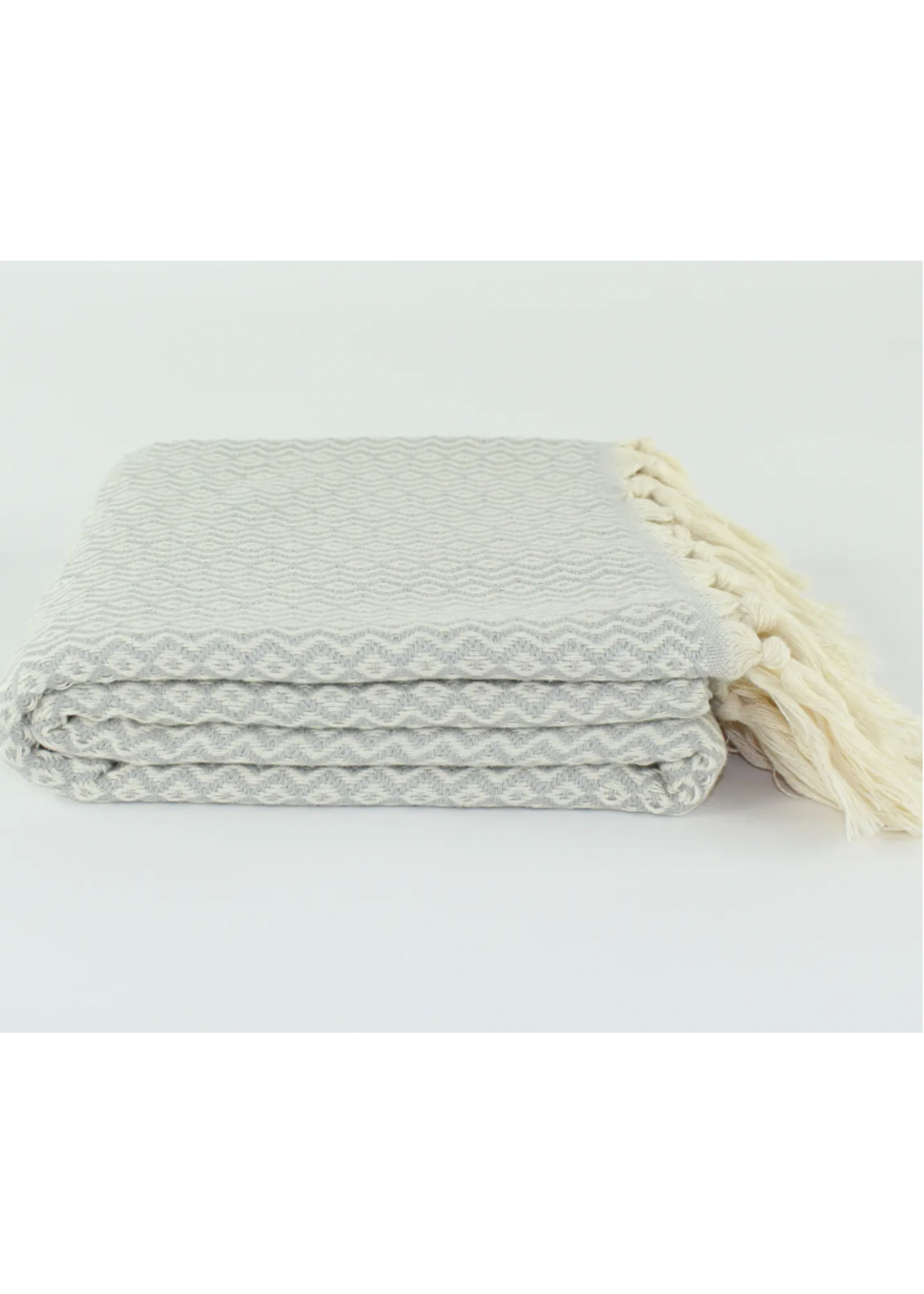 Turkish Linens & Towels Turkish Cotton Towel - Striped Diamond Gray