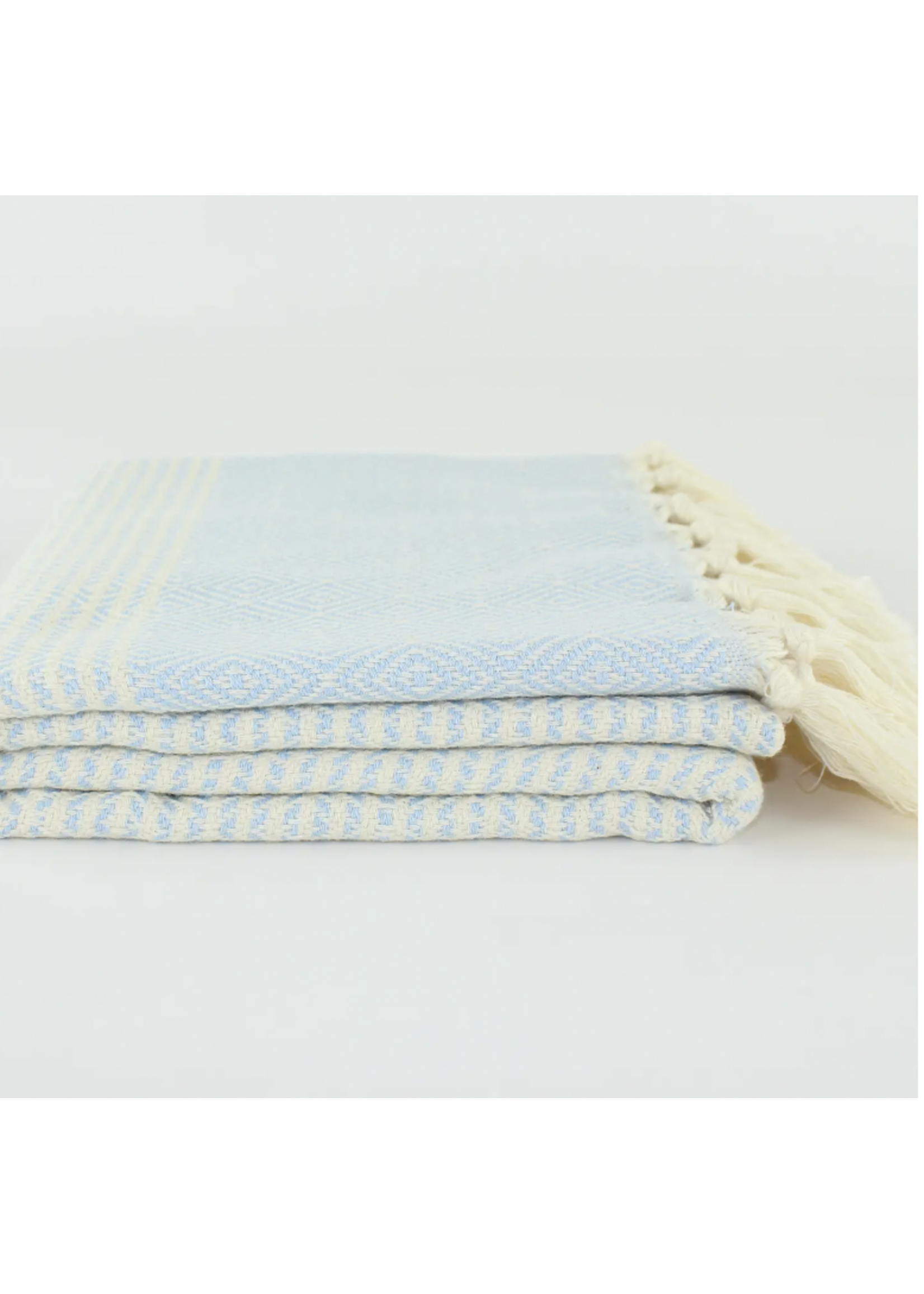 Turkish Linens & Towels Turkish Cotton Towel -  Striped Diamond Light Blue