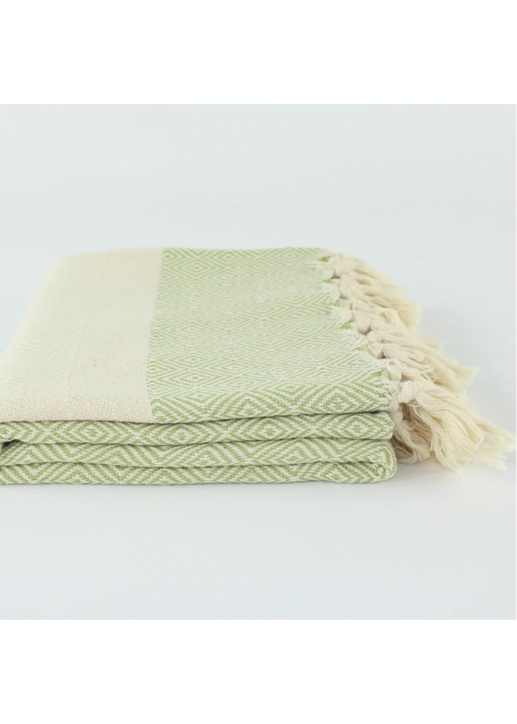 Turkish Linens & Towels Turkish Cotton Towel -  Herringbone Pistachio green