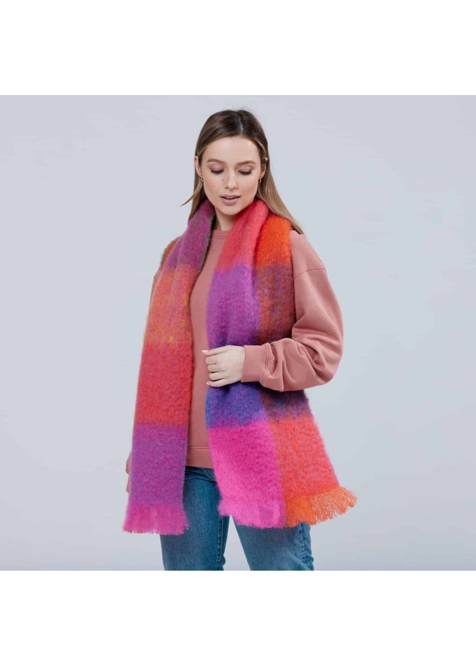 Foxford Mills Foxford Mohair Scarf Giant - Flame/Pink