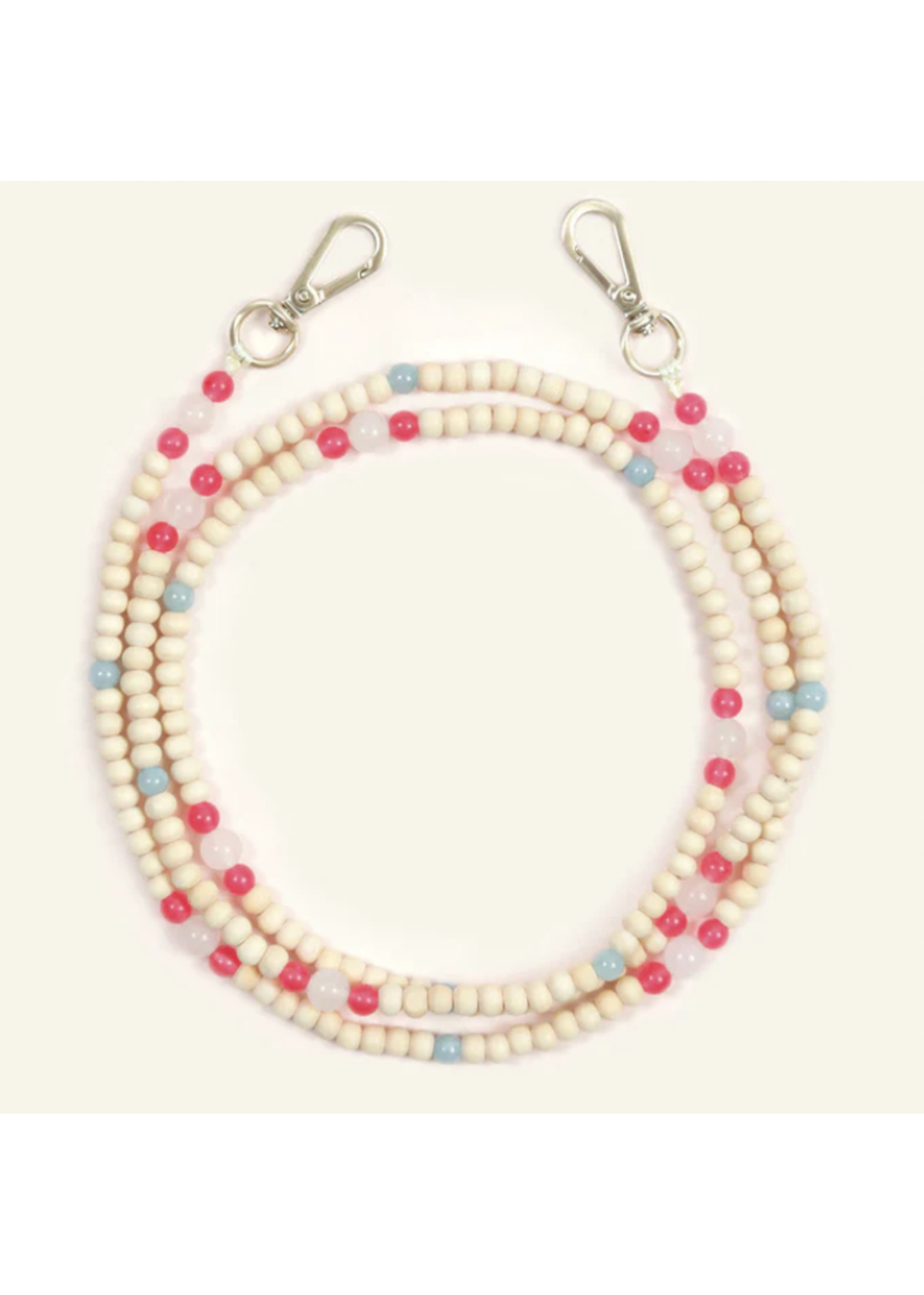 Louvini Paris Bandoliere Cross Body Beaded Chain - Arielle Pink/Blue
