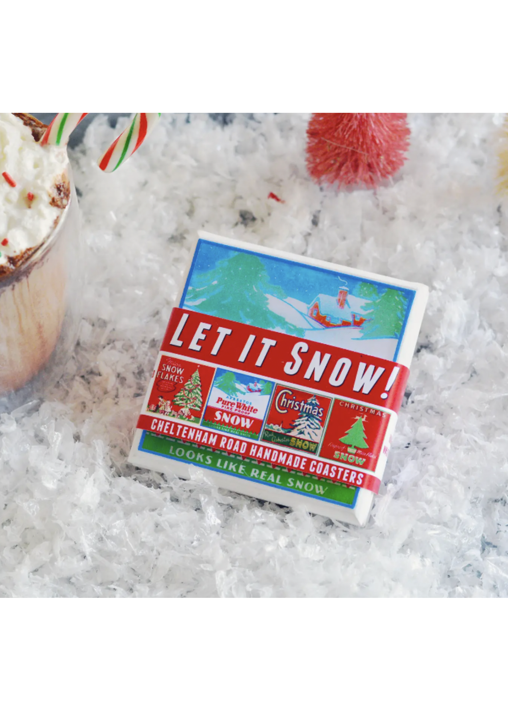 Cheltenham Road Vintage Christmas Coaster set - Let it Snow