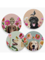 Greenbox Art Greenbox Ceramic Coasters - Dogs and Birds - mixed