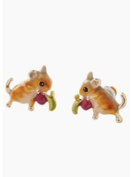 Fable England Fable Enamel Mouse/Vole w/ cherry Earrings