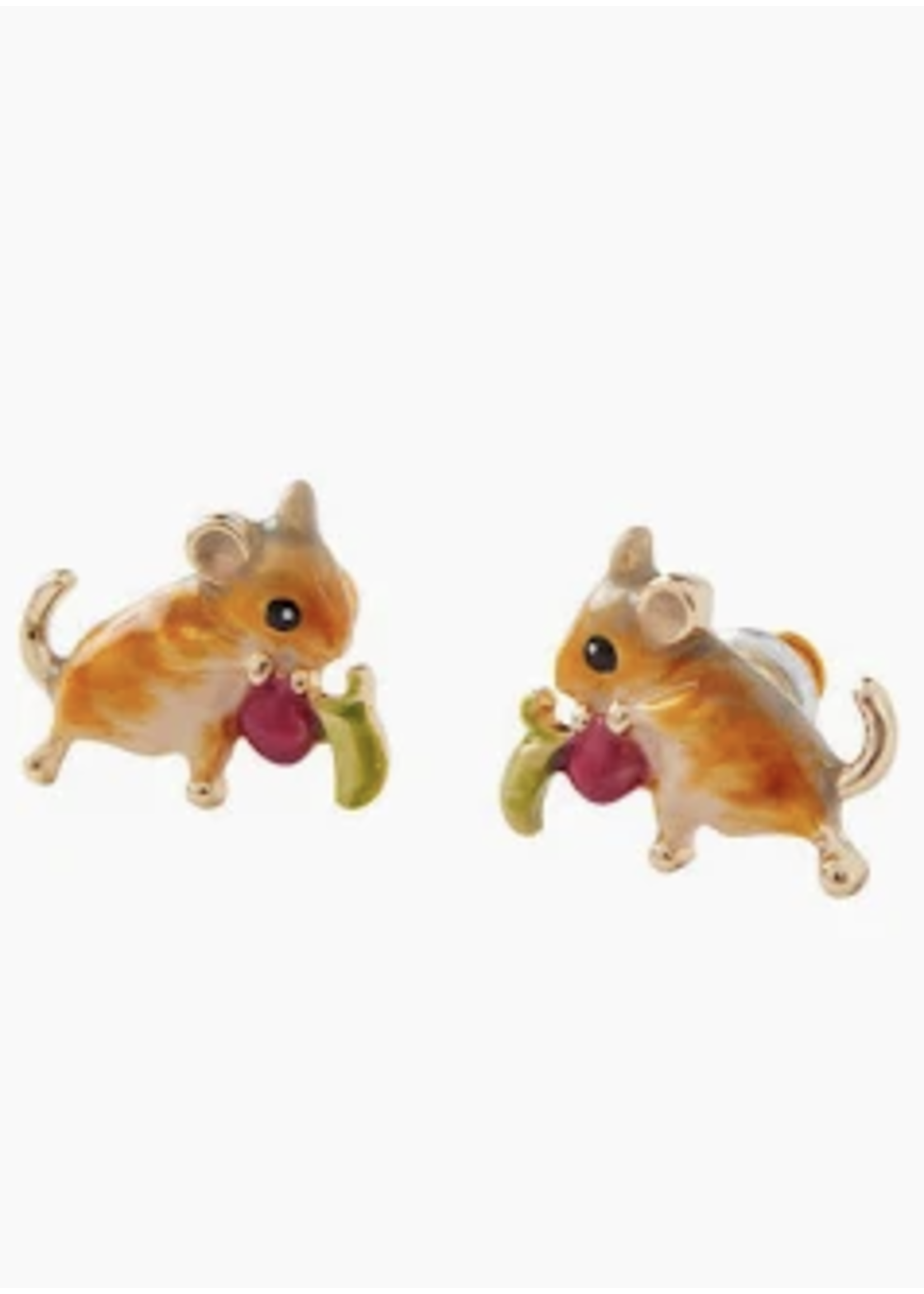 Fable England Fable Enamel Mouse/Vole w/ cherry Earrings