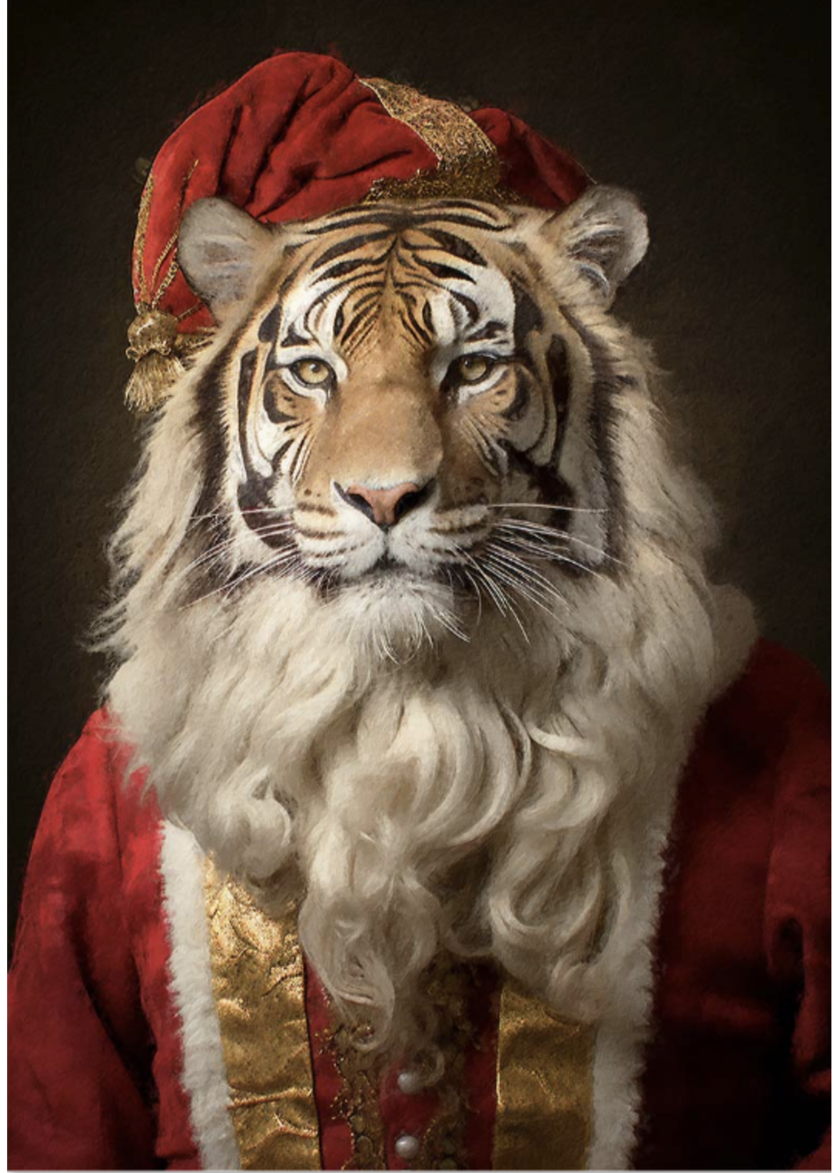 Ink & Drop Christmas Animal Portrait (framed) - Tiger 19 x 27