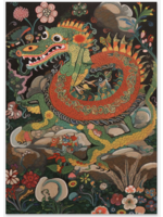 Ink & Drop Folk Art Vintage Dragon Print 20 x 28