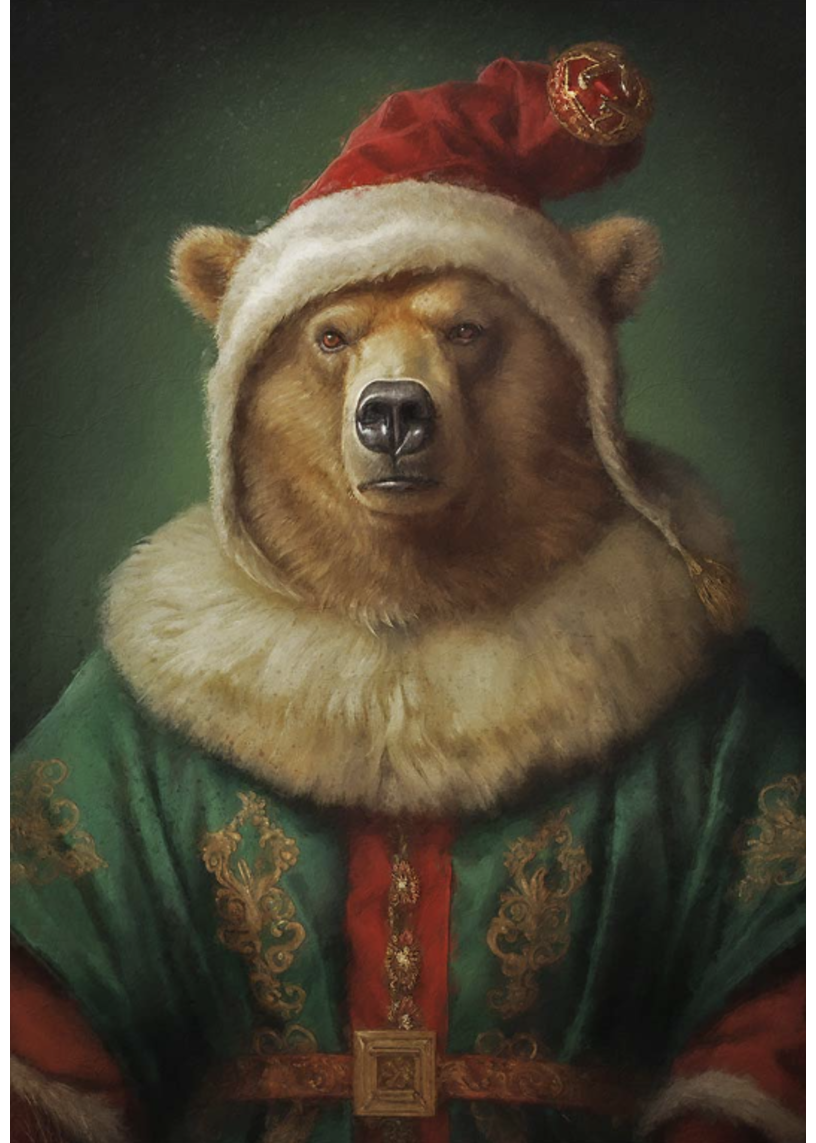 Ink & Drop Christmas Animal Portrait - Brown Bear  12 x 16