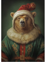 Ink & Drop Christmas Animal Portrait (framed) - Brown Bear  19 x 27