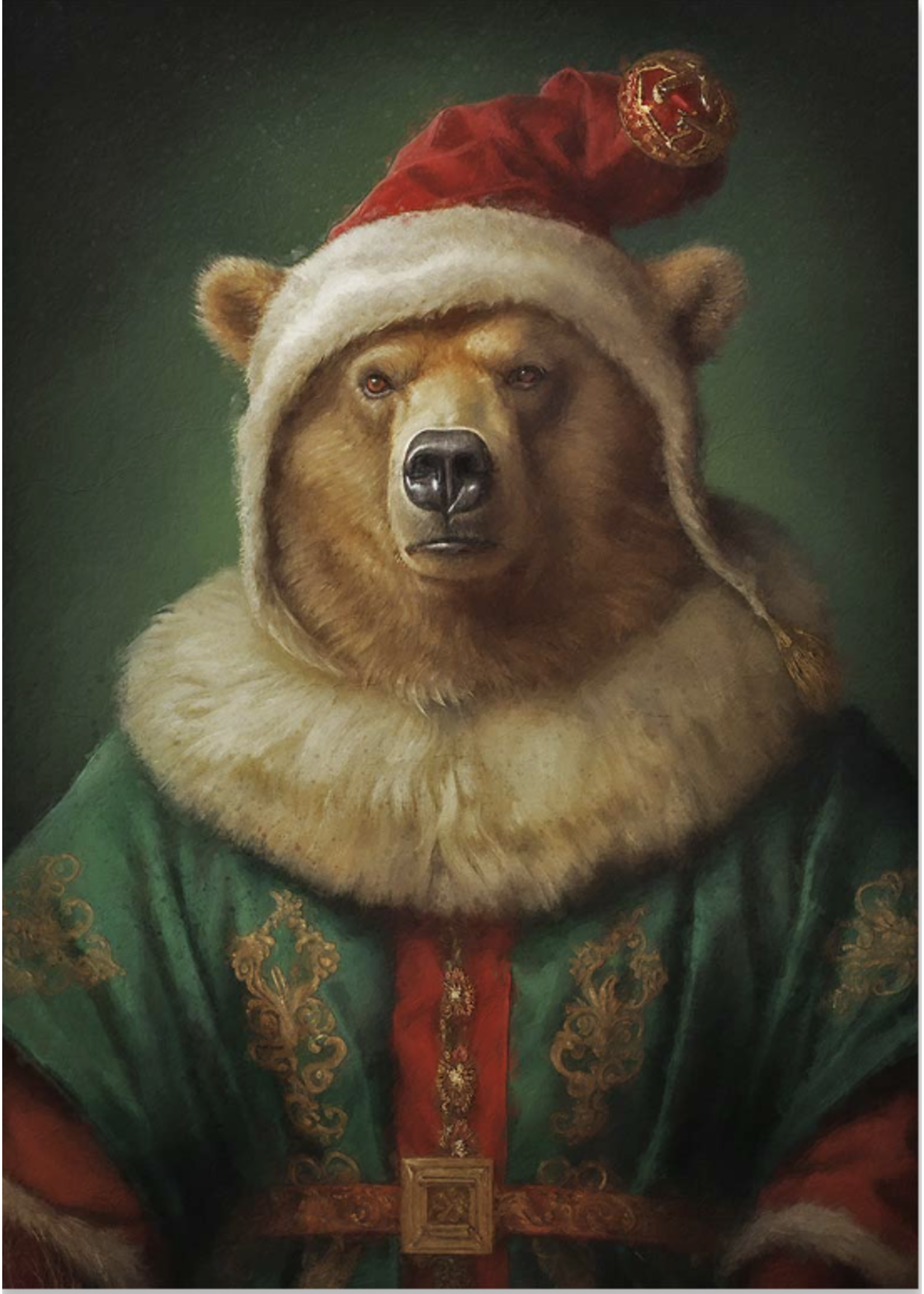 Ink & Drop Christmas Animal Portrait - Brown Bear  19 x 27