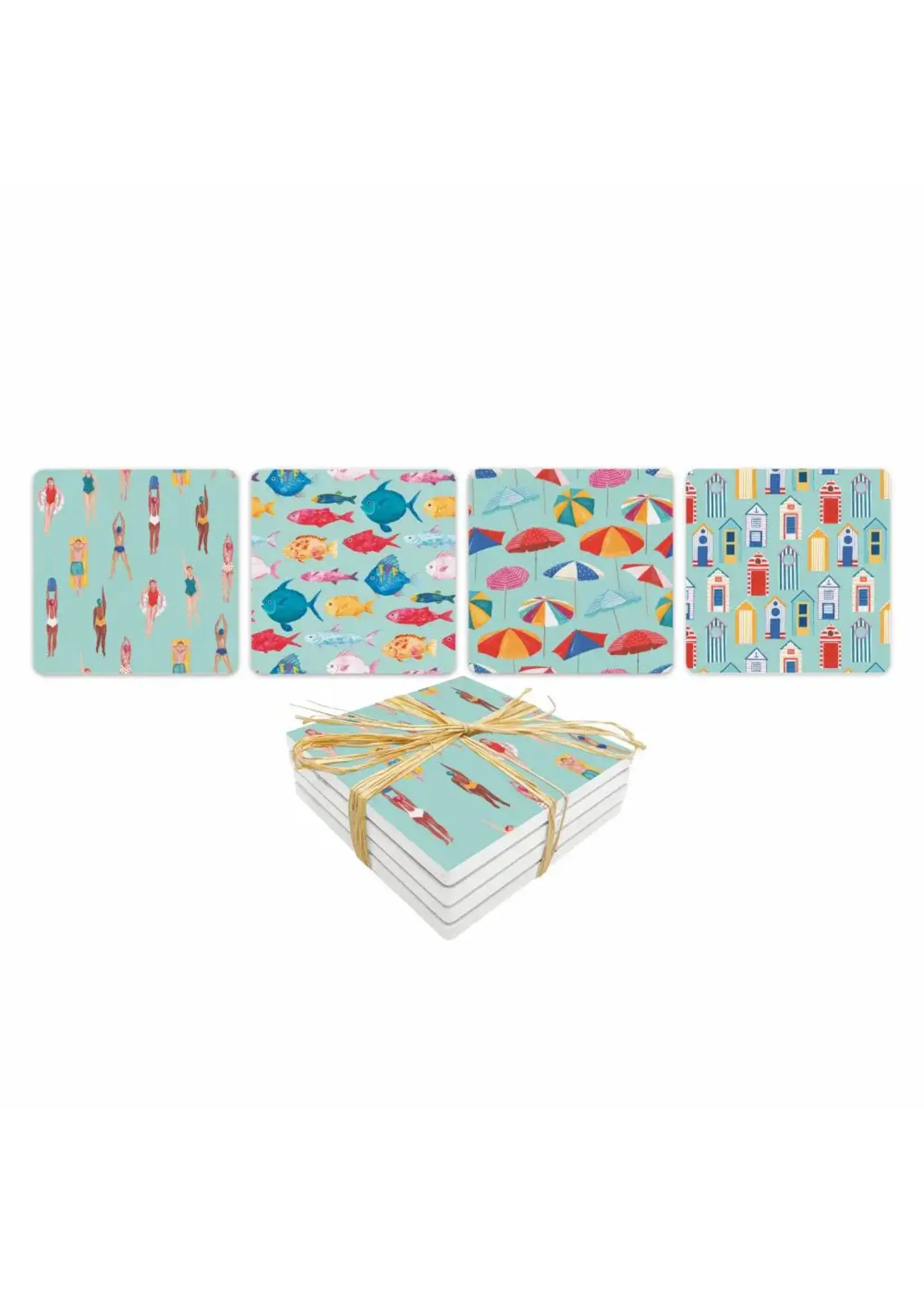 Paper Products Design Dolomite Coaster Set - Riviera Swimmers - Set of 4