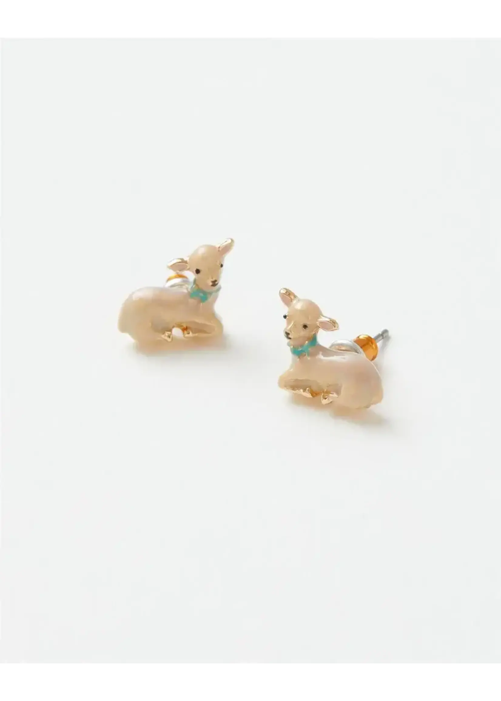 Fable England Fable Enamel Lamb Stud Earrings