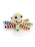 Pebble Crochet Octopus  Rattle - Rainbow