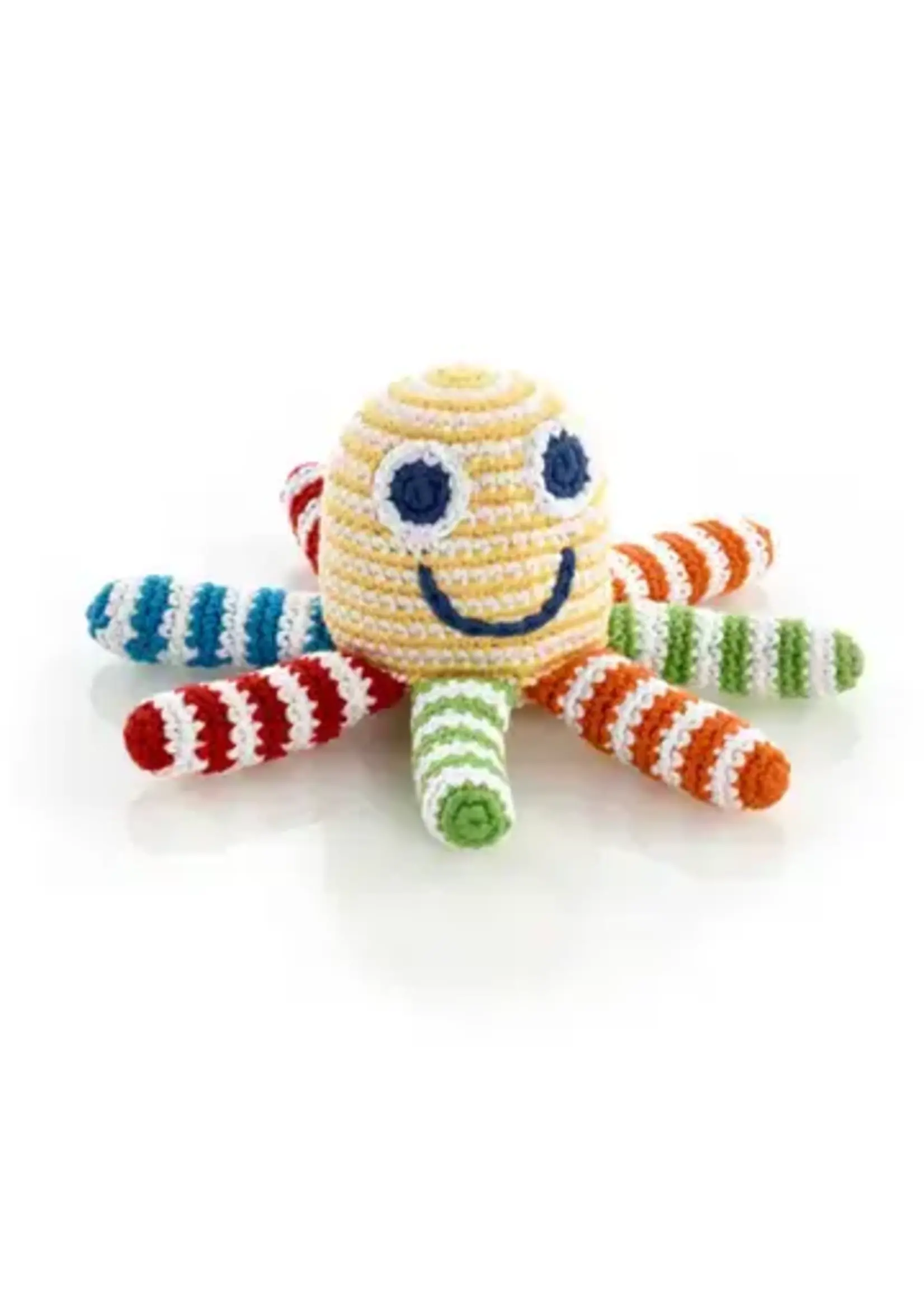 Pebble Crochet Octopus  Rattle - Rainbow