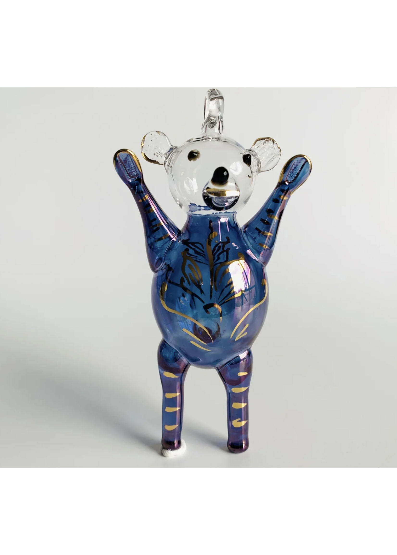 Dandarah Blown Glass Ornament - Bear Blue