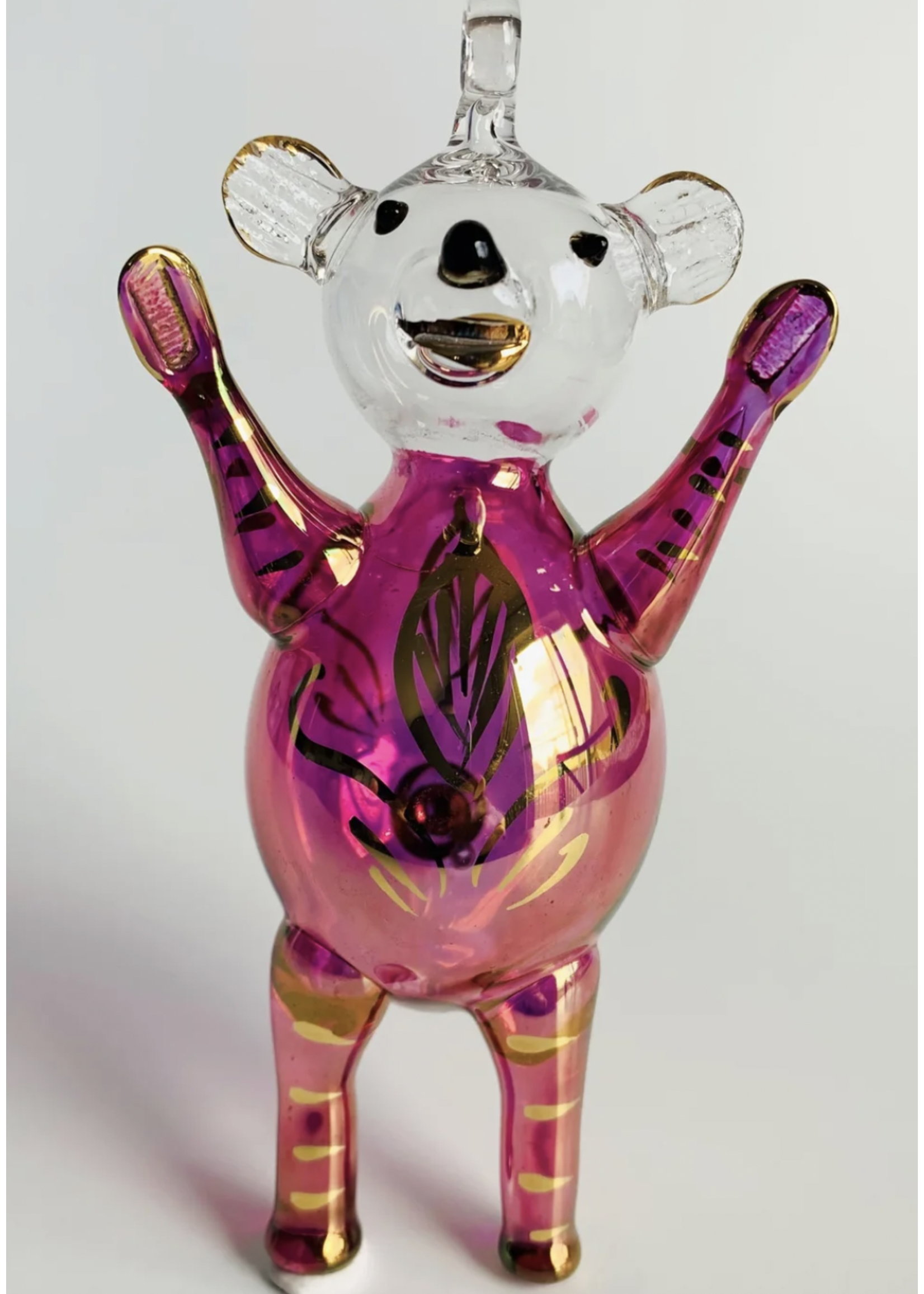 Dandarah Blown Glass Ornament - Bear Pink