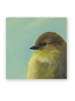 Mincing Mockingbird Yellow Bird Profile  "Wings on Wood" Art 4x4 - Matt Adrian