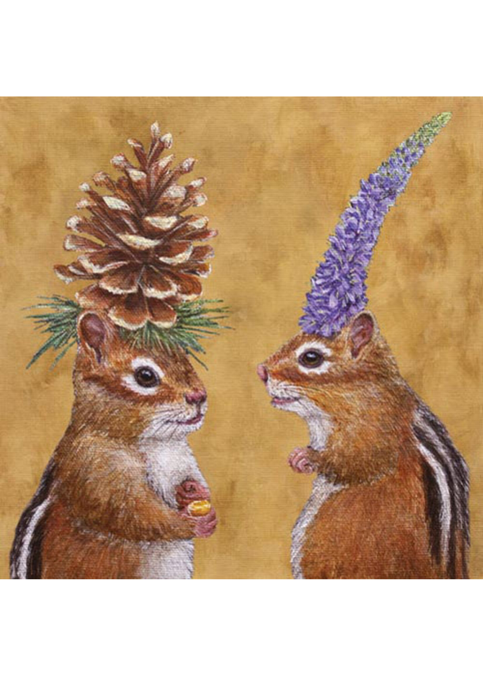 Paper Products Design Chipmunk Courtship Beverage /Cocktail Napkin
