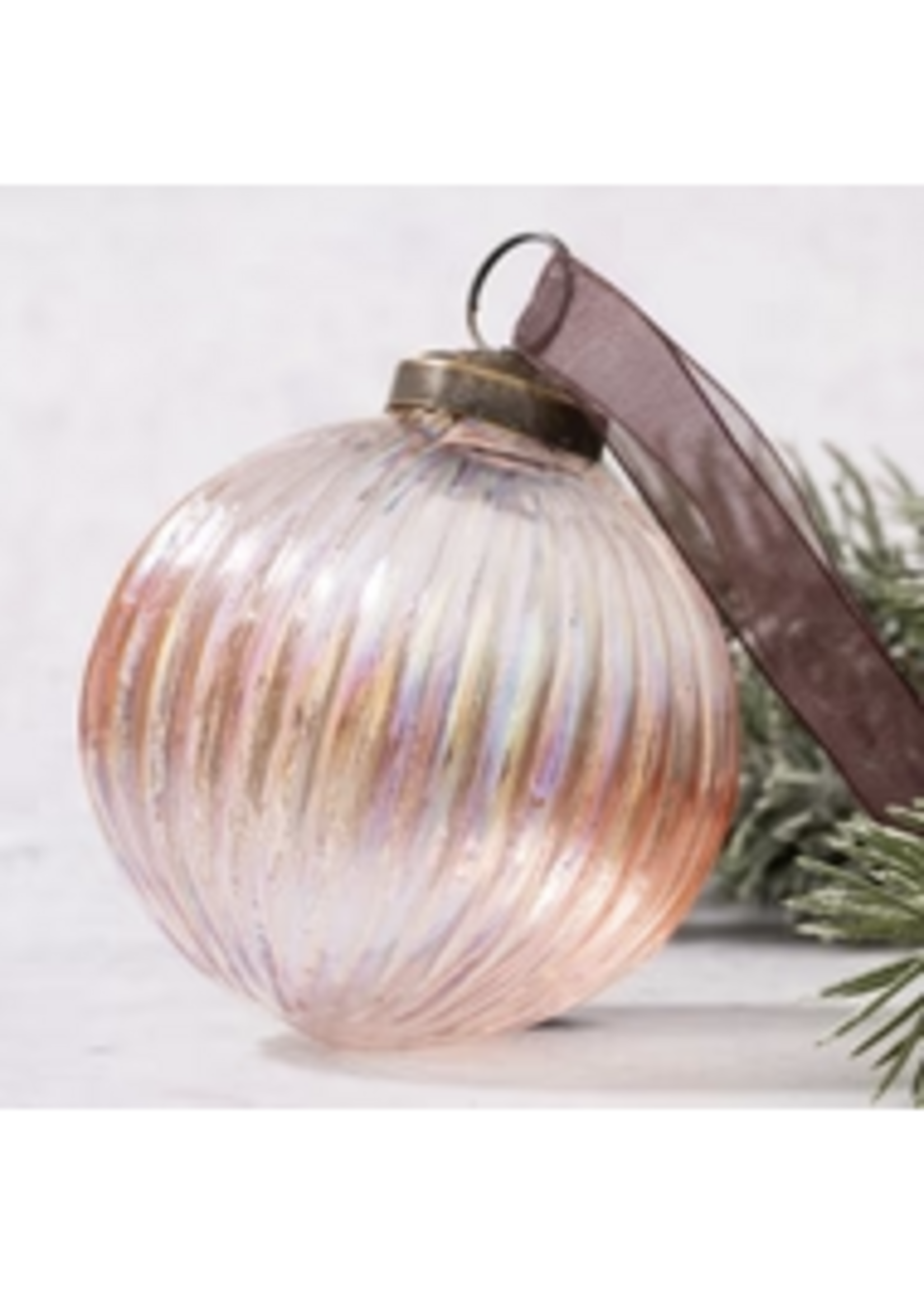 Bollywood 4" Rose Ribbed Glass Bauble Extra Large