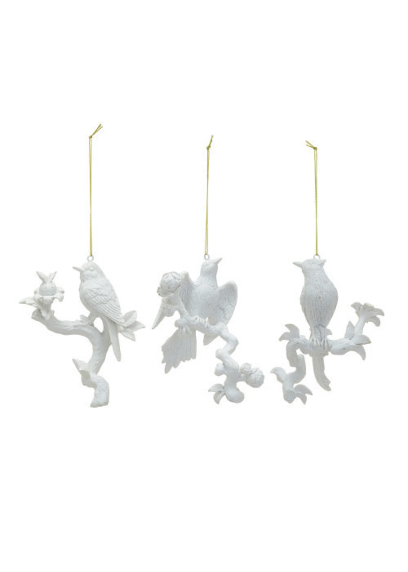 Creative Co-Op Bird on Branch Resin Ornament each