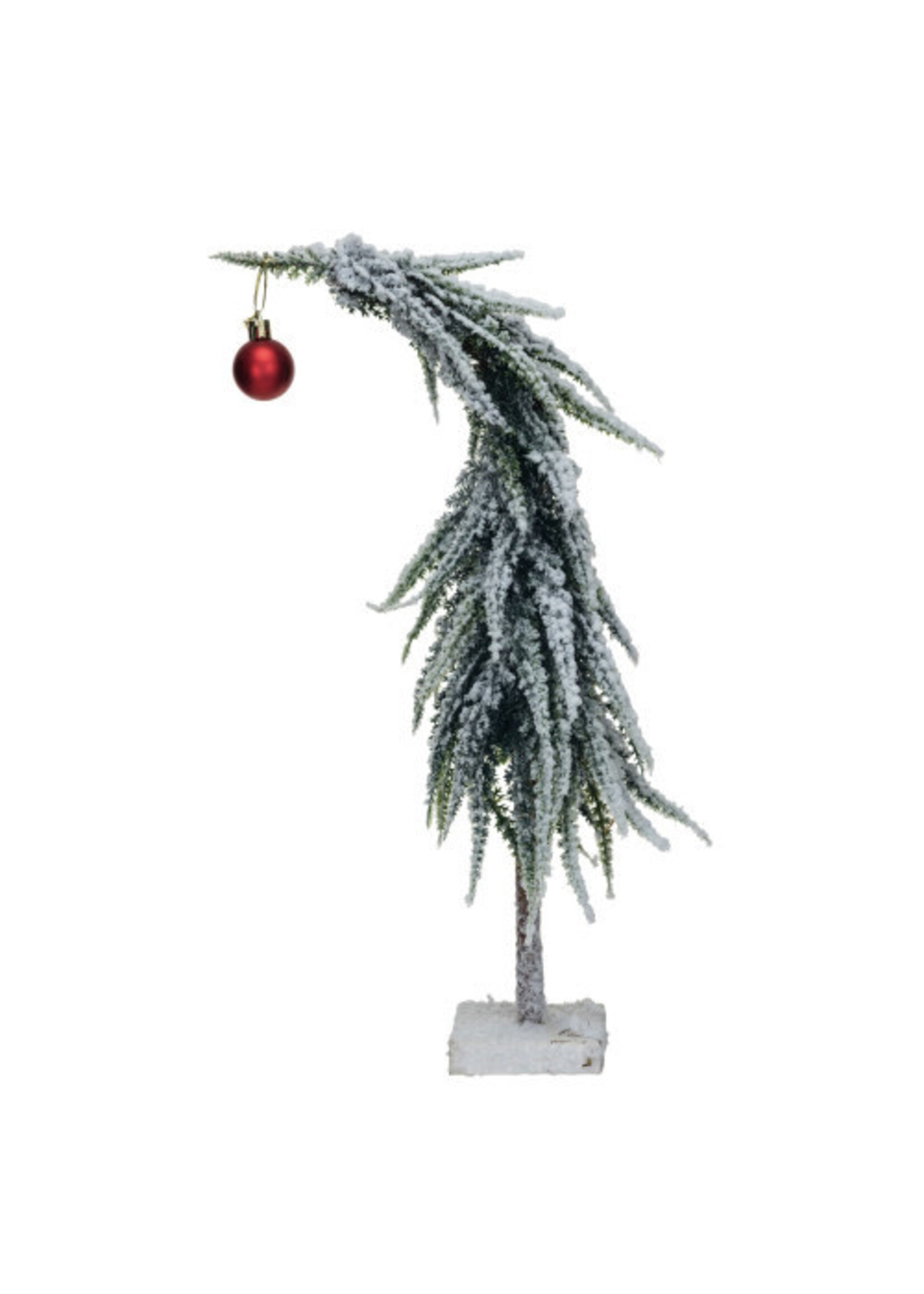 Creative Co-Op Faux Evergreen Tree with Red Ball   (8.5L,4.75W,17.75H) (Grinch)