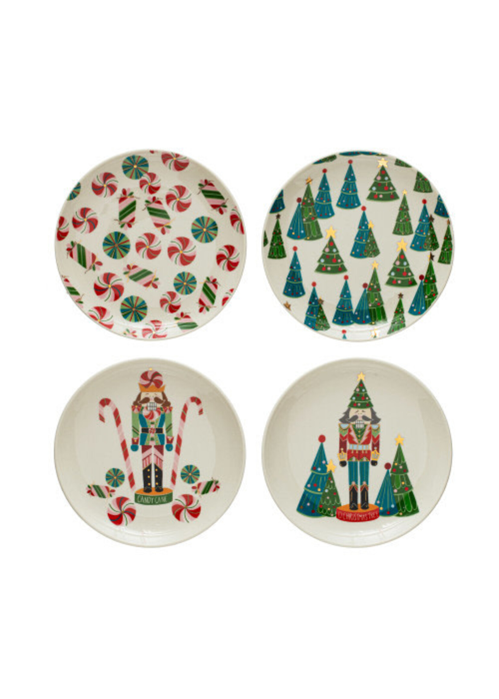 Creative Co-Op Holiday Stoneware Plate 6"Round -