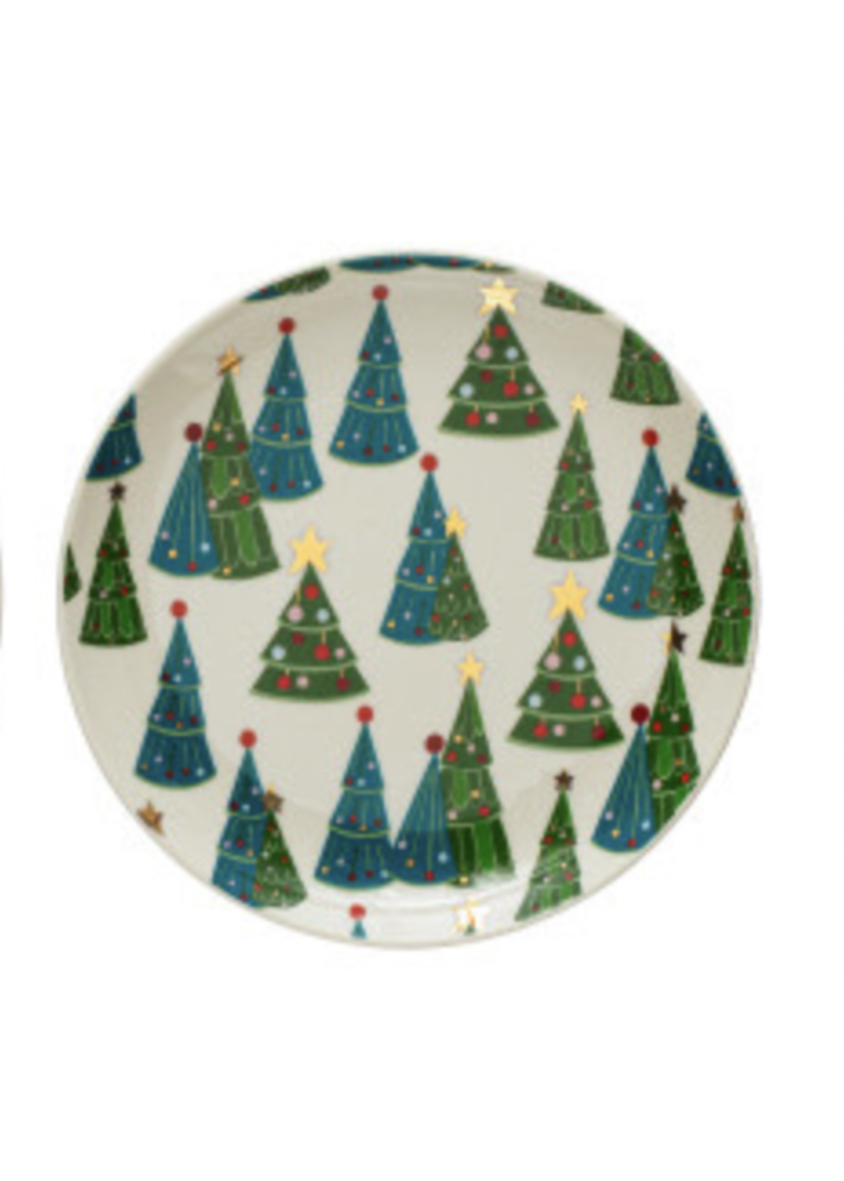 Creative Co-Op Holiday Stoneware Plate 6"Round -