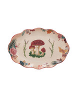 Creative Co-Op Woodland Flora (Mushroom)  Ceramic Platter  (14Lx 9.5W)