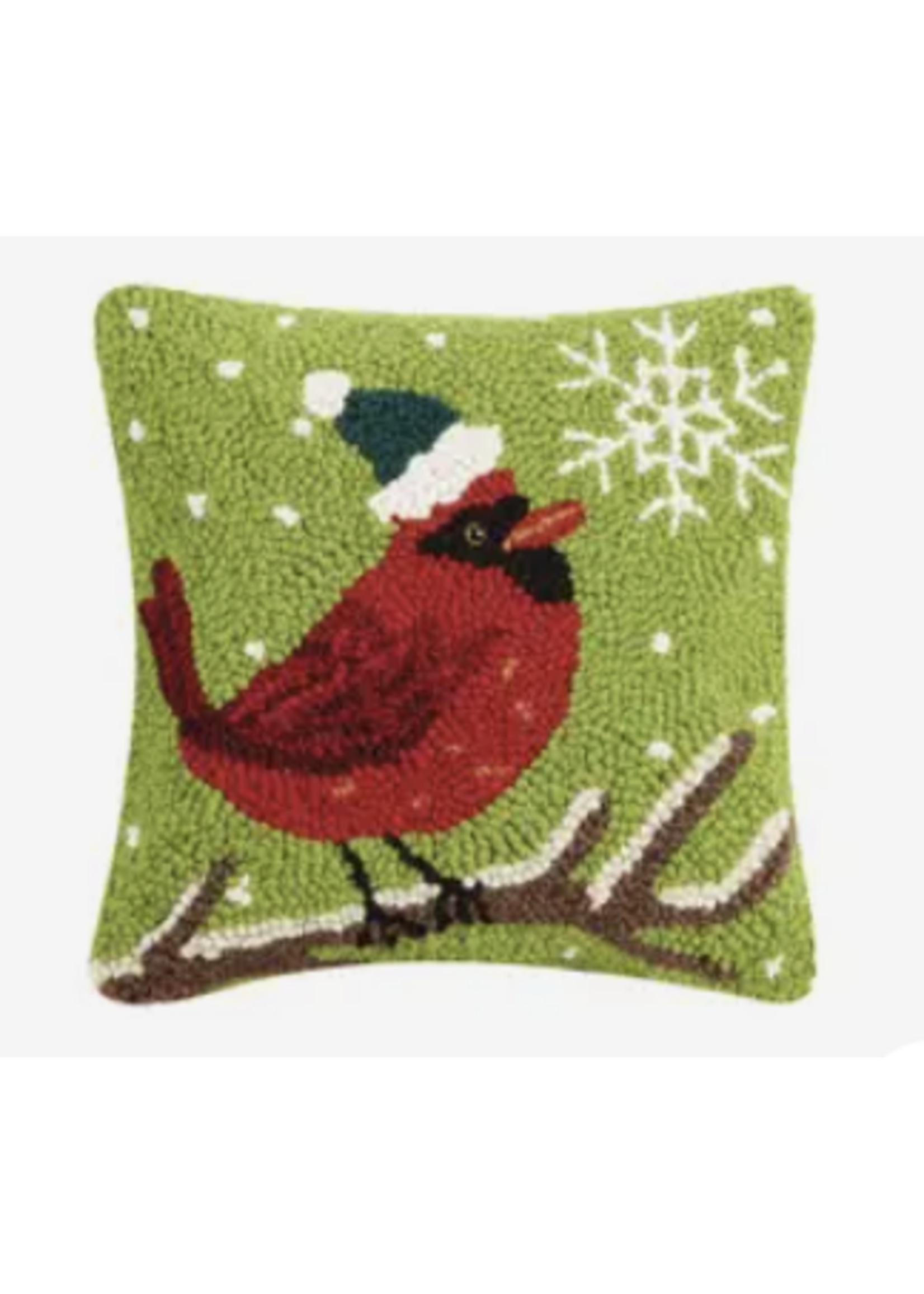 Peking Handicraft Cardinal With Snowflake Hook Pillow
