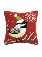 Peking Handicraft Chickadee With Snowflake Hook Pillow