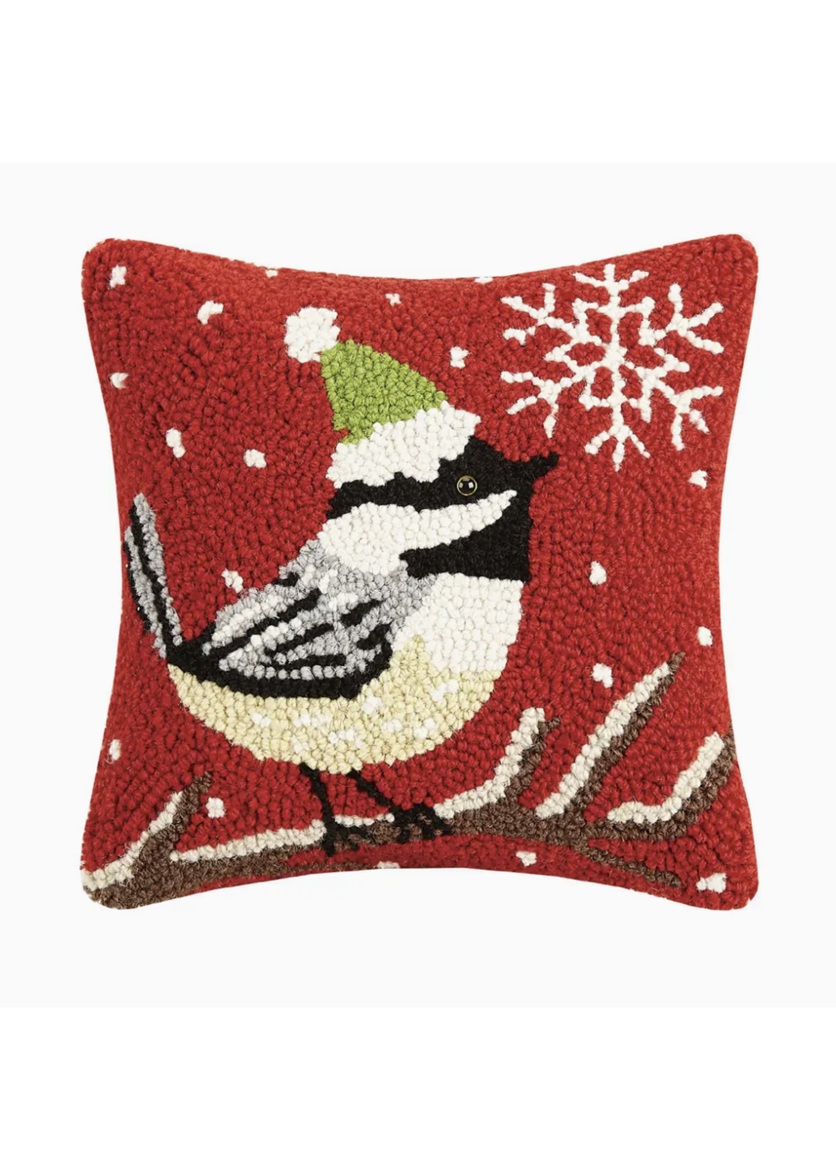 Peking Handicraft Chickadee With Snowflake Hook Pillow