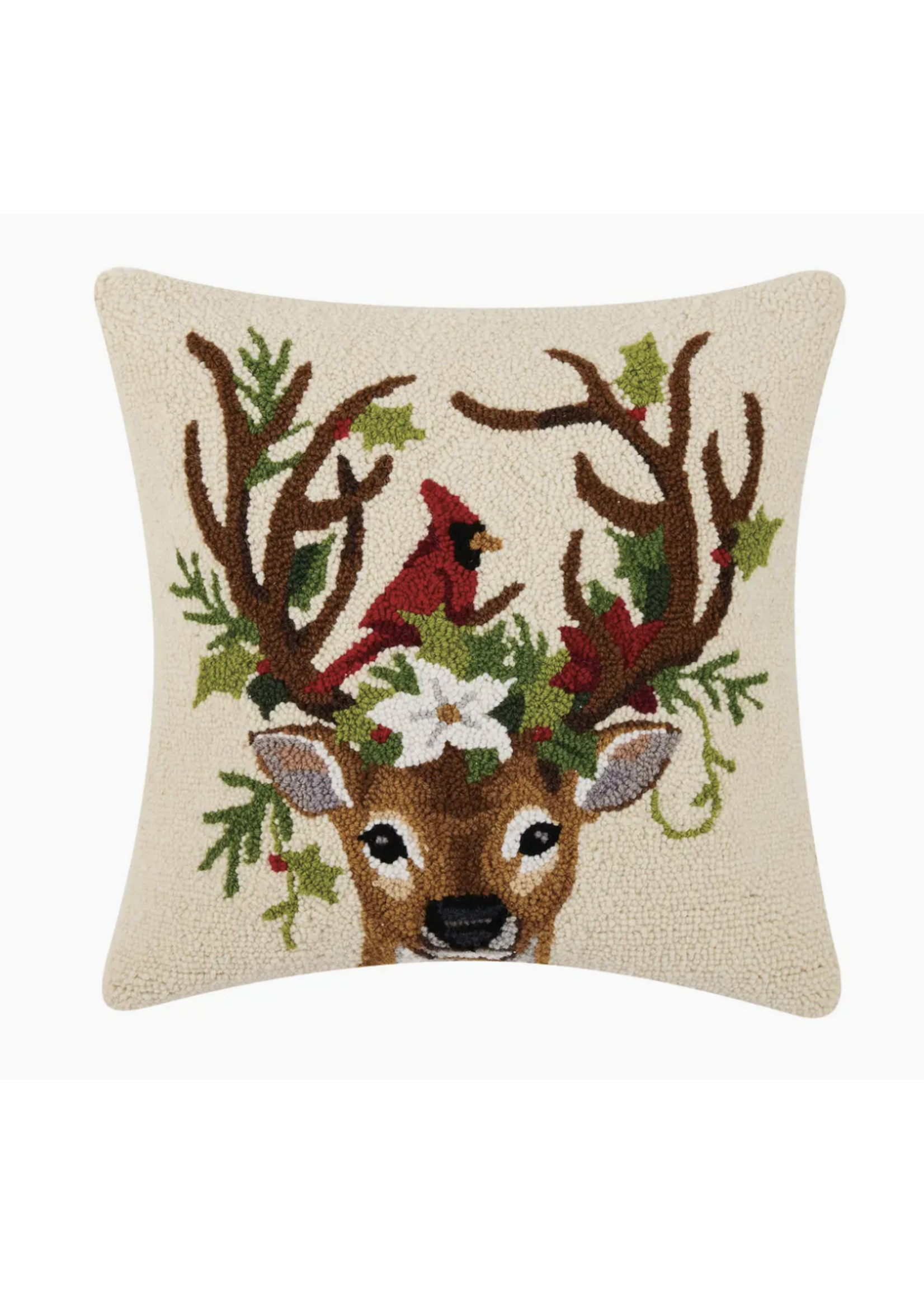 Peking Handicraft Reindeer & Cardinal Hook Pillow