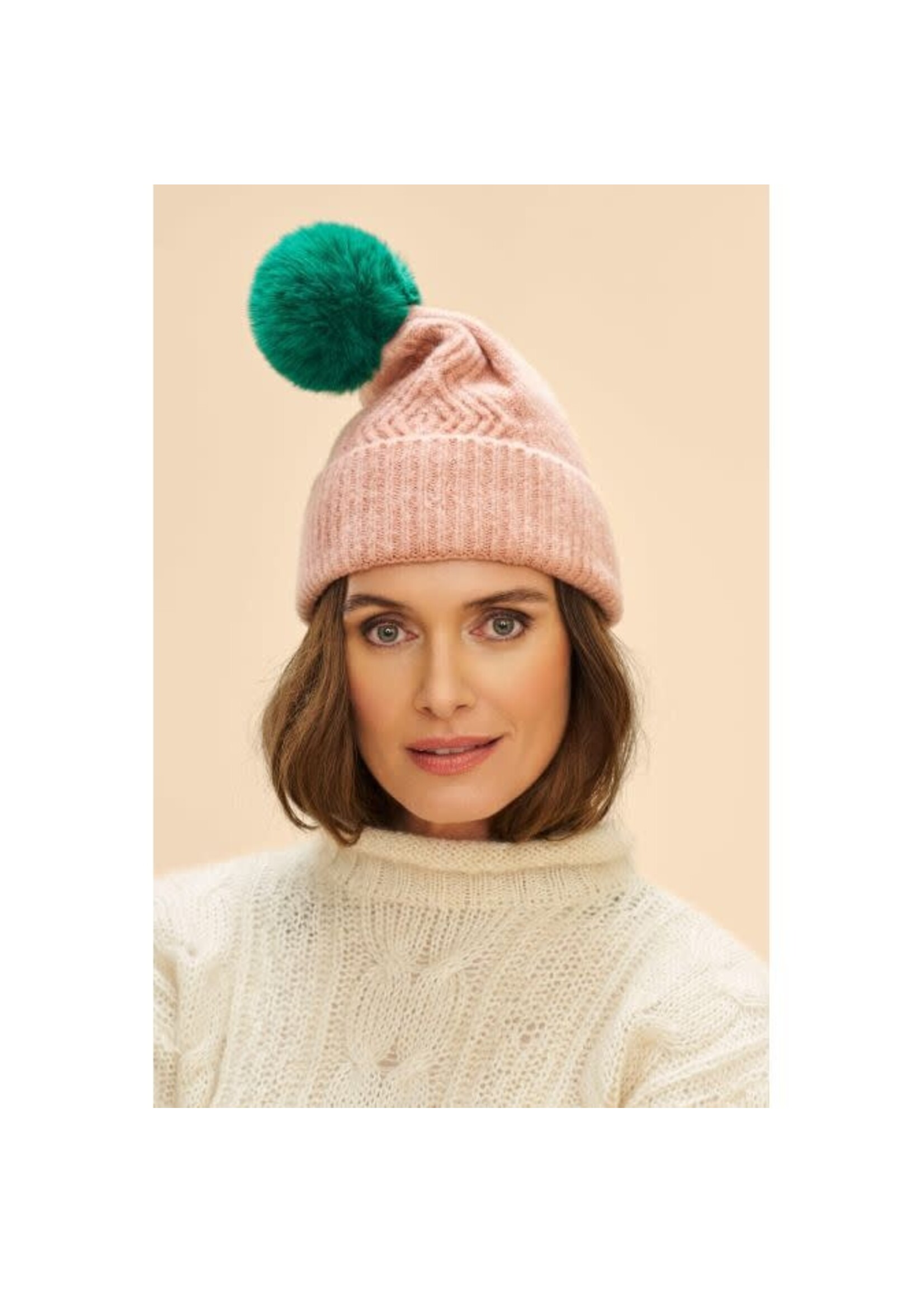 Powder UK Powder  Ingrid Bobble Hat - Petal